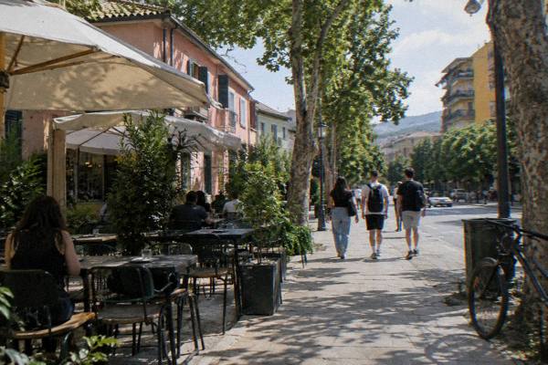 An ordinary everyday street scene in natural daylight, Blloku
