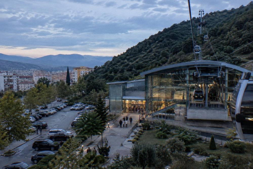 Dajti Ekspres lower station building with cable car arrival area