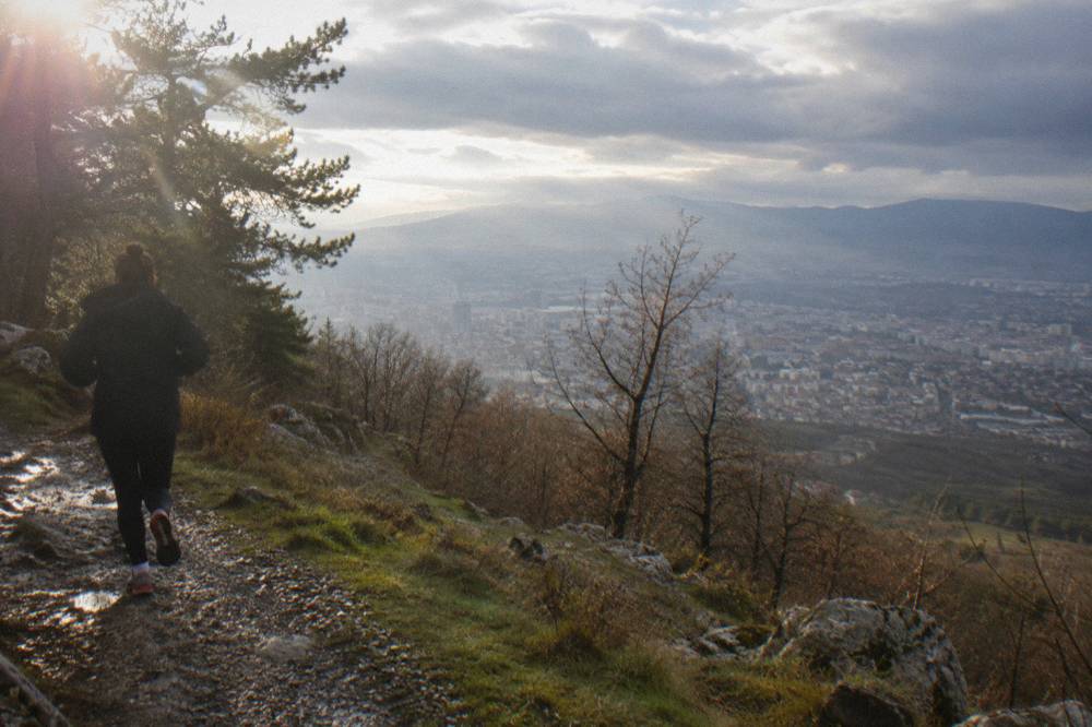 View from Mount Dajti over Tirana's rooftops under winter cloud