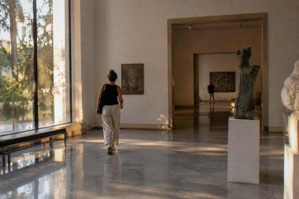 Quiet museum gallery interior