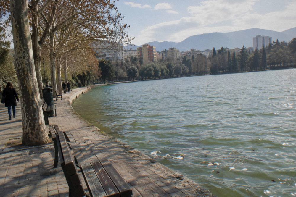 The shoreline path of the Artificial Lake in the Grand Park of Tirana